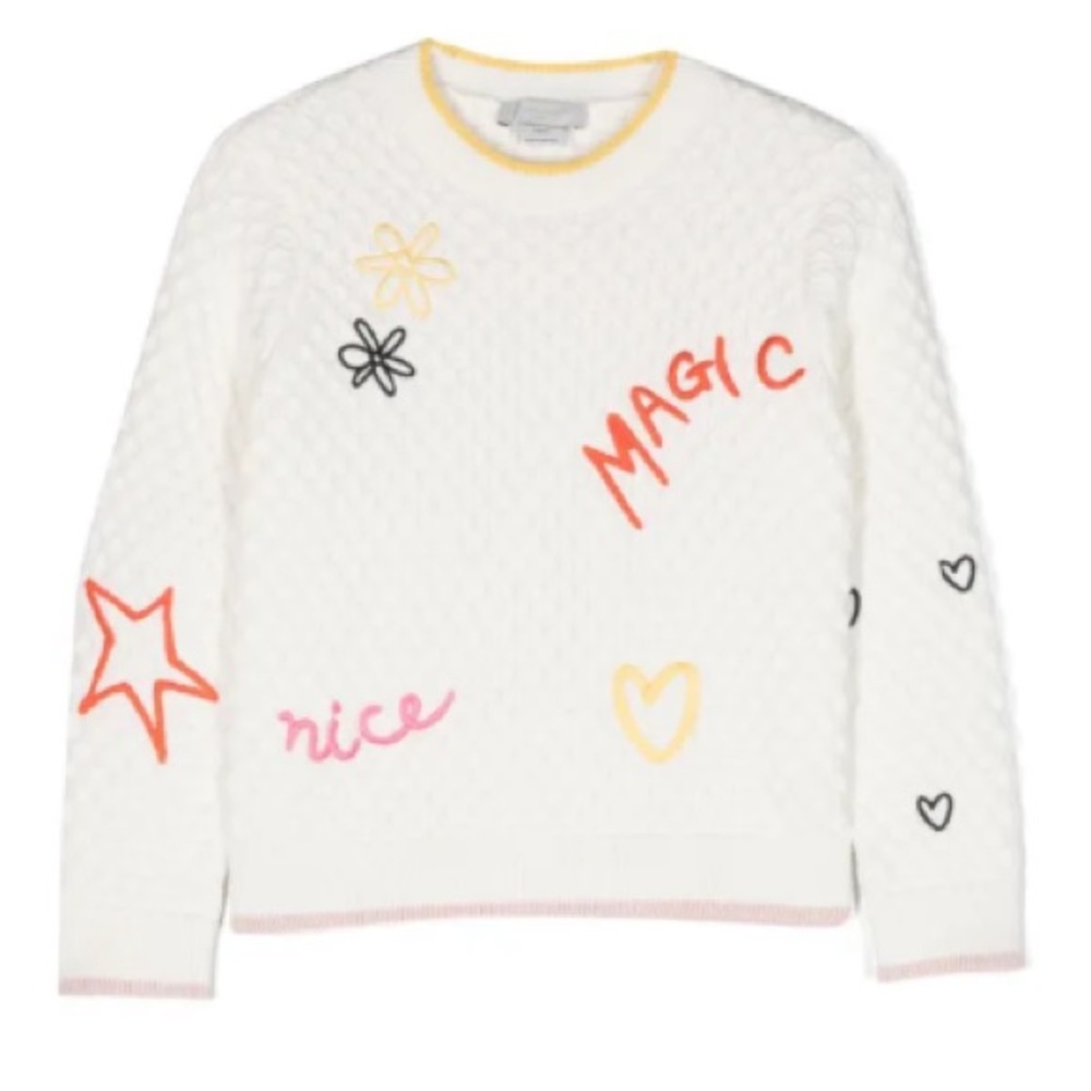 Stella McCartney Kids embroidered-detail knitted top White 8